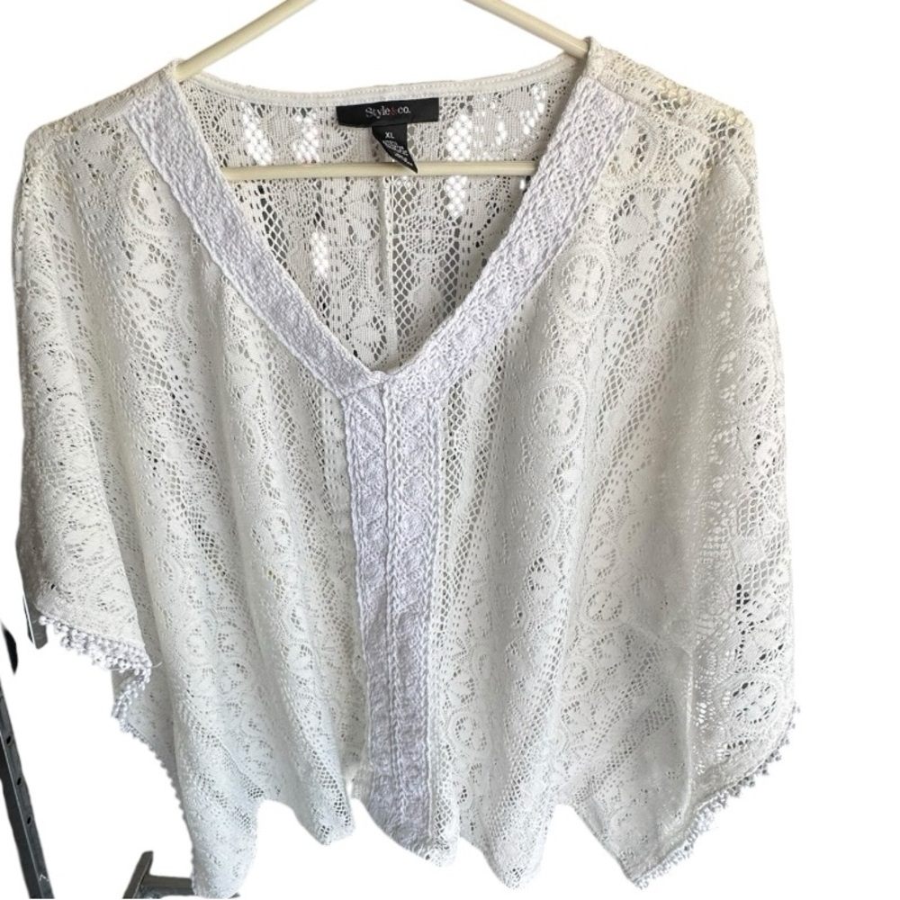 Style & Co. Ivory Lace Knit Top - Picture 1 of 4